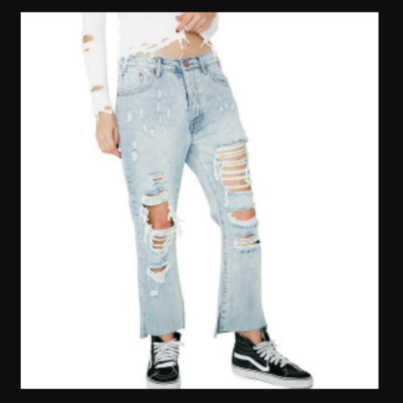 One Teaspoon Hooligans Boyfriend Distressed Jeans w29/Light Blue in 100% cotton - Picture 1 of 3